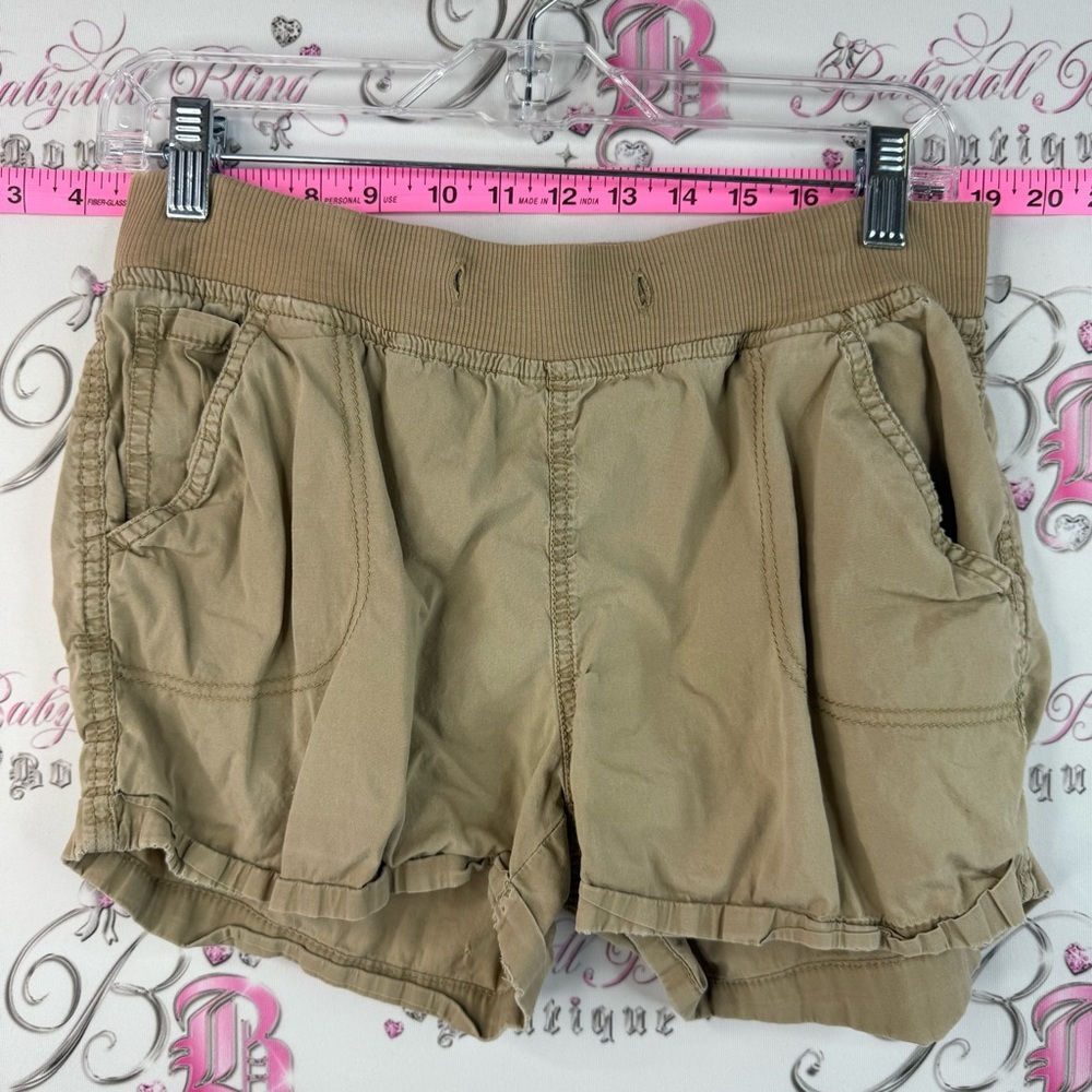 George shorts cargo Women's Tan Ruffle-Hem Elastic-Waist Athletic Shorts